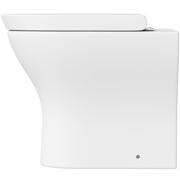 Orchard Derwent round rimless compact back to wall toilet with soft close wrapover seat