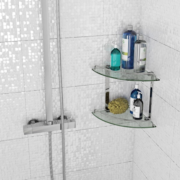 Accents Options Double Round Corner, Shower Stall Corner Shelves