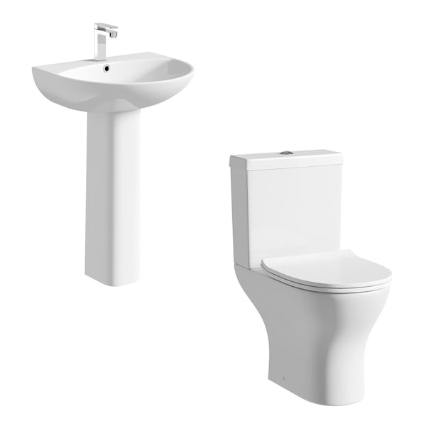 Derwent Round close coupled toilet suite with full pedestal basin 550mm