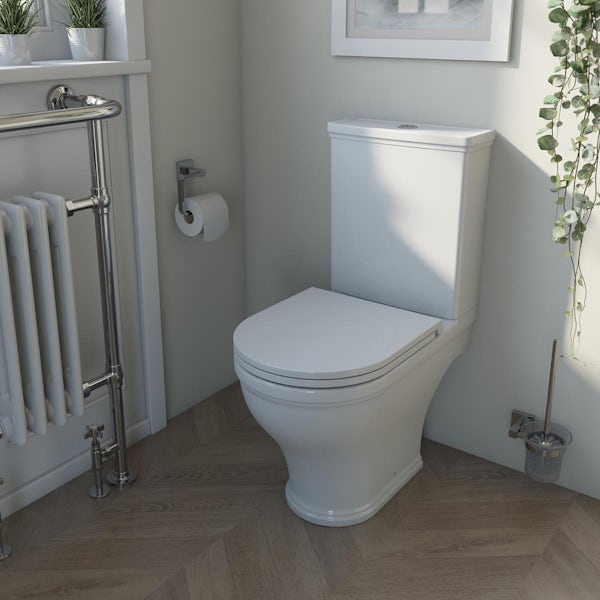 The Bath Co. Aylesford rimless close coupled toilet with soft close seat - open back