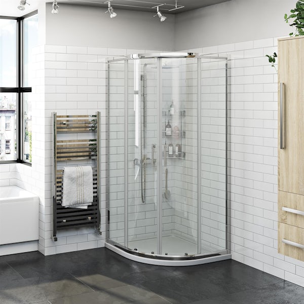 The Bath Co. Winchester ensuite suite with quadrant shower enclosure, tray and taps