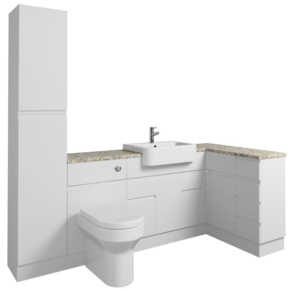 Orchard Wharfe white corner medium drawer fitted furniture pack with beige worktop