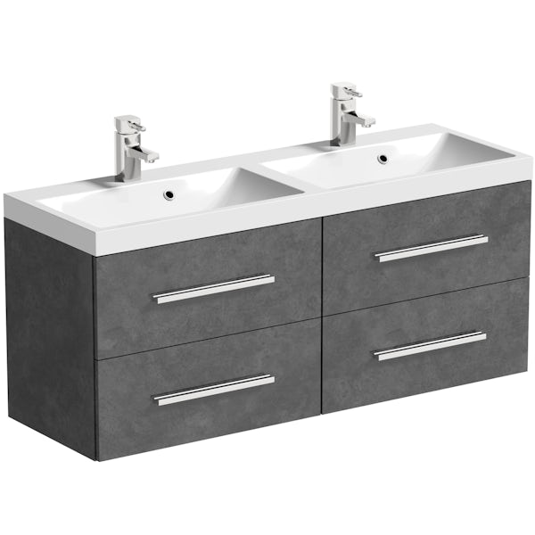 Orchard Kemp wall hung double vanity unit and basin 1200mm with tap