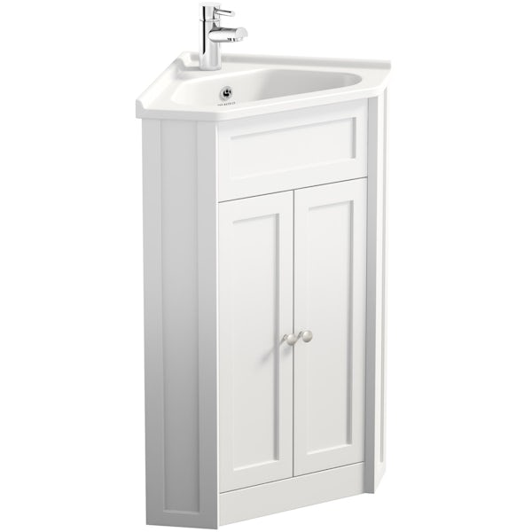 The Bath Co. Camberley white corner unit and basin 580mm