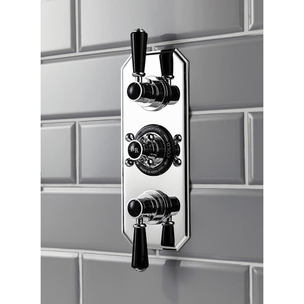 The Bath Co. Helmsley traditional black detail triple three outlet valve