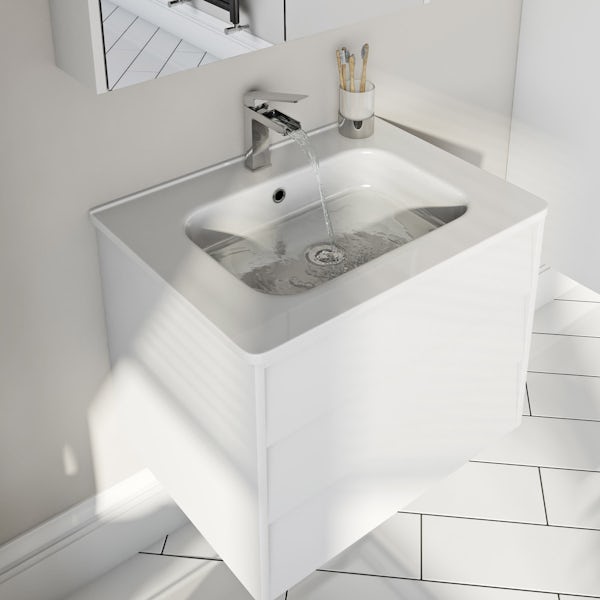 Mode Cooper white wall hung vanity unit and basin 600mm