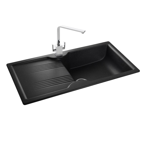 Rangemaster Lunar 1.0 bowl granite black reversible kitchen sink