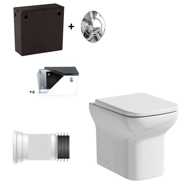 Orchard Lune rimless back to wall toilet with soft close seat and concealed cistern and pan connector