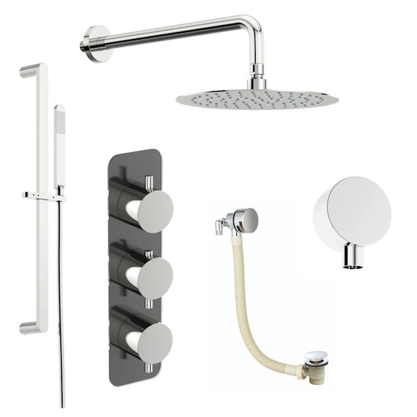 Mode Heath triple thermostatic complete shower set with bath filler, sliding rail and wall shower head