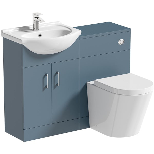 Orchard Lea ocean blue furniture combination and Contemporary back to wall toilet with seat