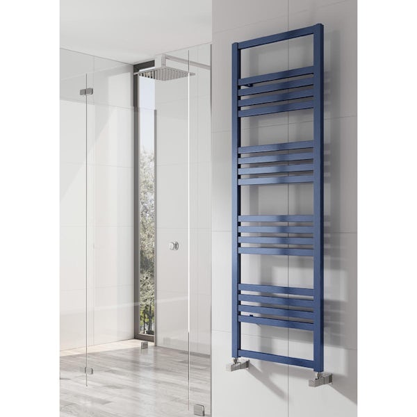 Reina Bolca blue satin aluminium designer towel rail