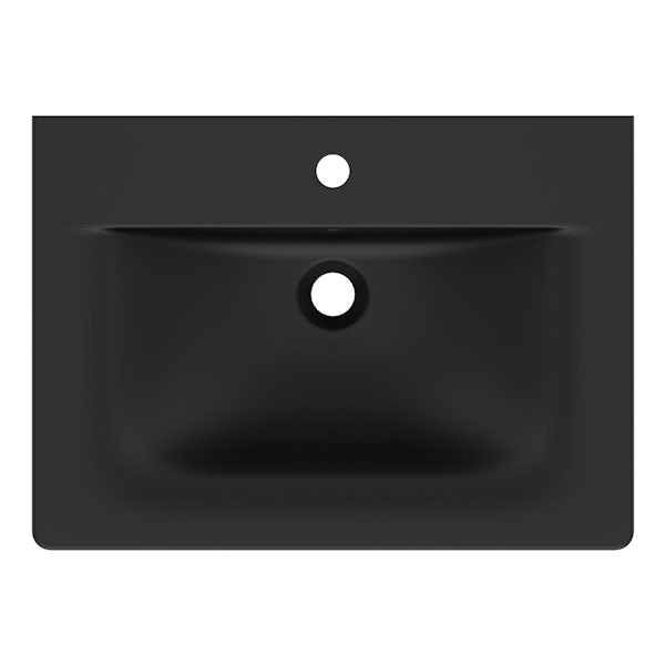 Ideal Standard silk black Connect Air 1 tap hole wall mounted basin 640mm