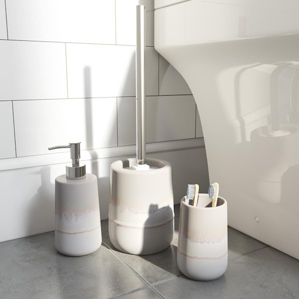 Accents Marloes grey ombre ceramic 3 piece bathroom set