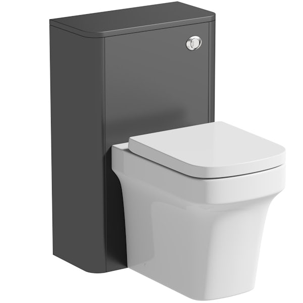 Mode Carter Slate Gloss Grey Back To, Haywood Grey 600mm Modern Sink Vanity Unit Toilet Package