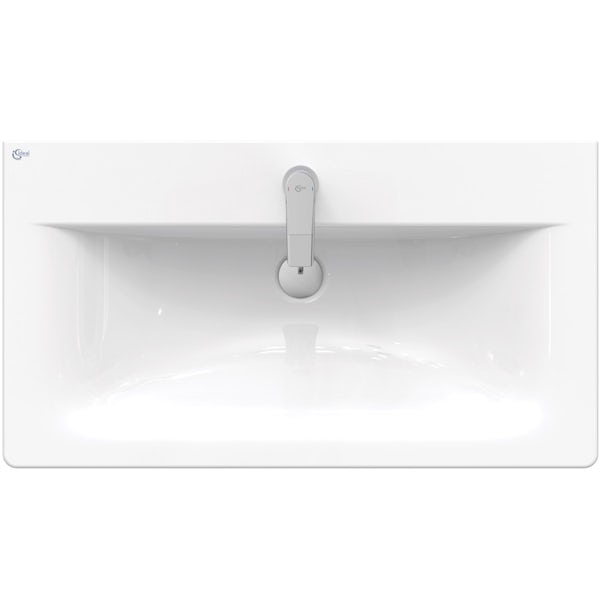 Ideal Standard Concept Air gloss and matt white wall hung vanity unit and basin 800mm