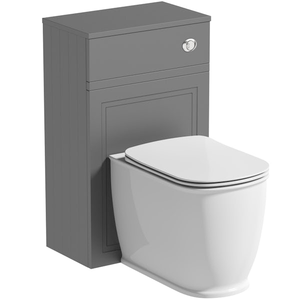 The Bath Co. Chartham slate matt grey back to wall unit and Beaumont toilet with slim soft close seat