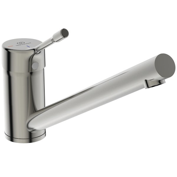Ideal Standard Ceralook single lever low spout kitchen mixer tap in silver storm