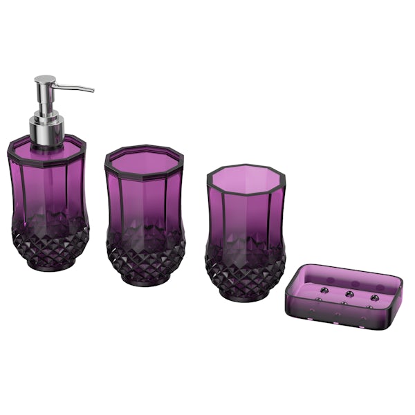 Cristallo purple 4pc bathroom accessory set