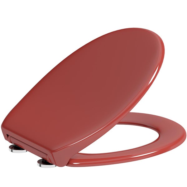 Accents universal red toilet seat with soft close and quick release