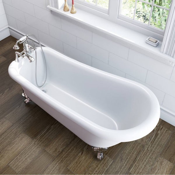 The Bath Co. Winchester single ended roll top bath with chrome ball and claw feet