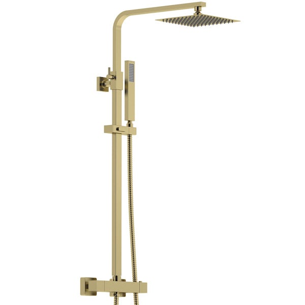 Orchard Wye brushed brass thermostatic bar valve shower system