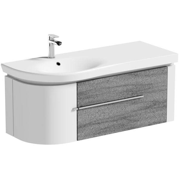 Mode Burton white & grey ice stone wall hung vanity unit and basin 1200mm with tap
