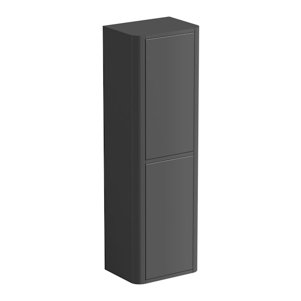 Mode Carter slate gloss grey furniture package with floorstanding vanity unit 600mm