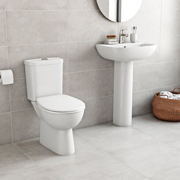 Grohe Bau cloakroom suite with full pedestal basin 550mm