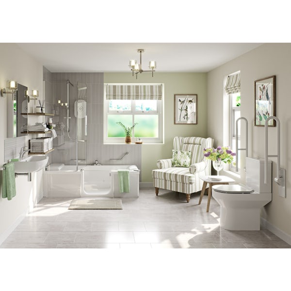 Kineduo independent living right handed complete shower bath suite 1700 x 750