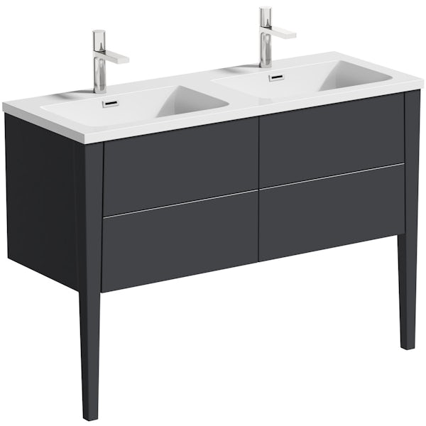 Mode Hale Grey Gloss Wall Hung Double, Double Bathroom Vanity Units Ikea