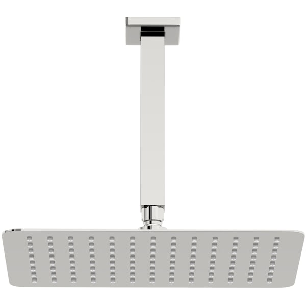 Mode Slim rectangular stainless steel 300mm shower head and ceiling arm