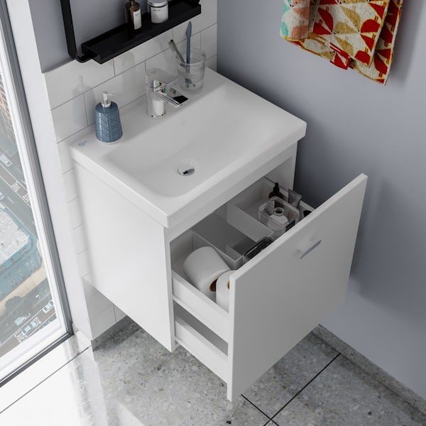 Ideal Standard Concept Space white wall hung vanity unit and basin 500mm