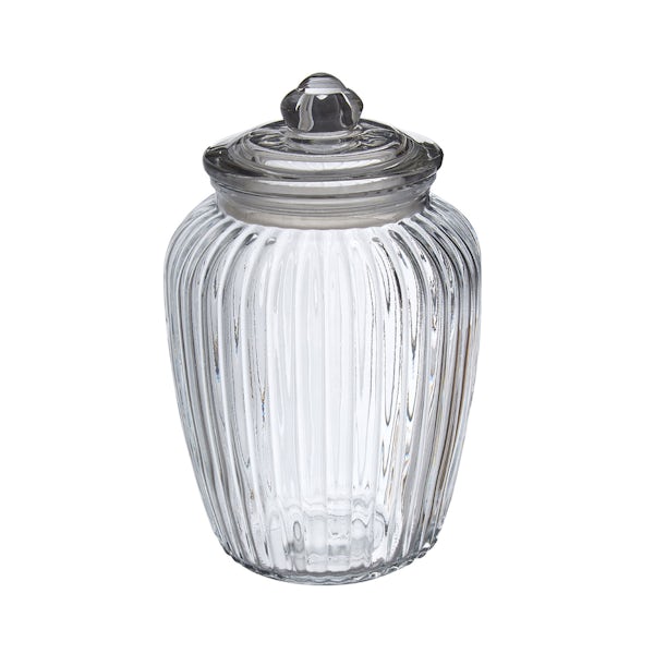 Ribbed glass 2280ml storage jar