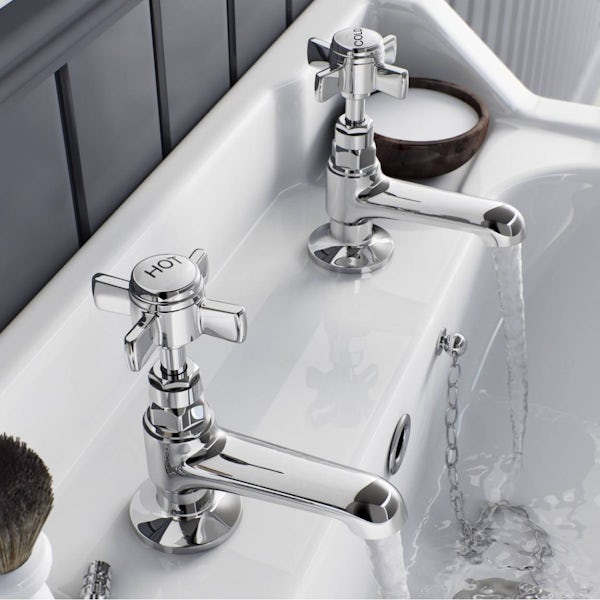 The Bath Co. Winchester 2 tap hole full pedestal basin 600mm with taps