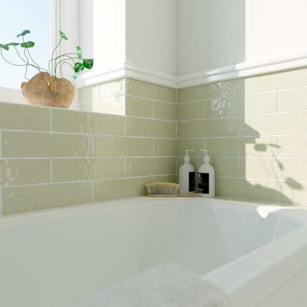 Laura Ashley Artisan willow green wall tile 75mm x 300mm
