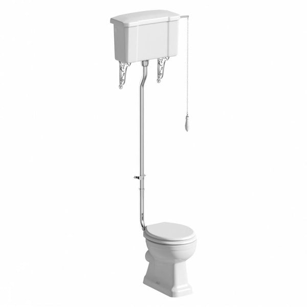 The Bath Co. Camberley cloakroom high level suite with white seat and washstand with basin