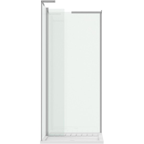 Mode 8mm walk in shower enclosure pack with return panel and walk in tray