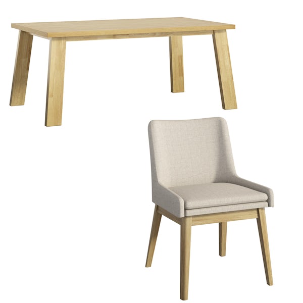 Lincoln Oak Table with 4x Lincoln beige chairs