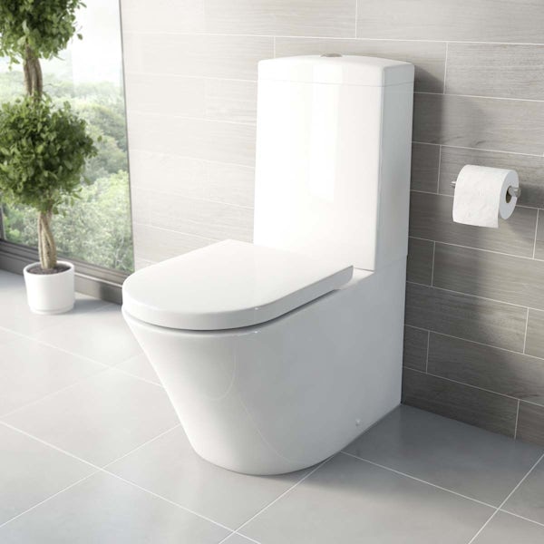 Mode Tate right hand shower bath 1700 x 850 suite with Ellis white wall hung unit 800mm