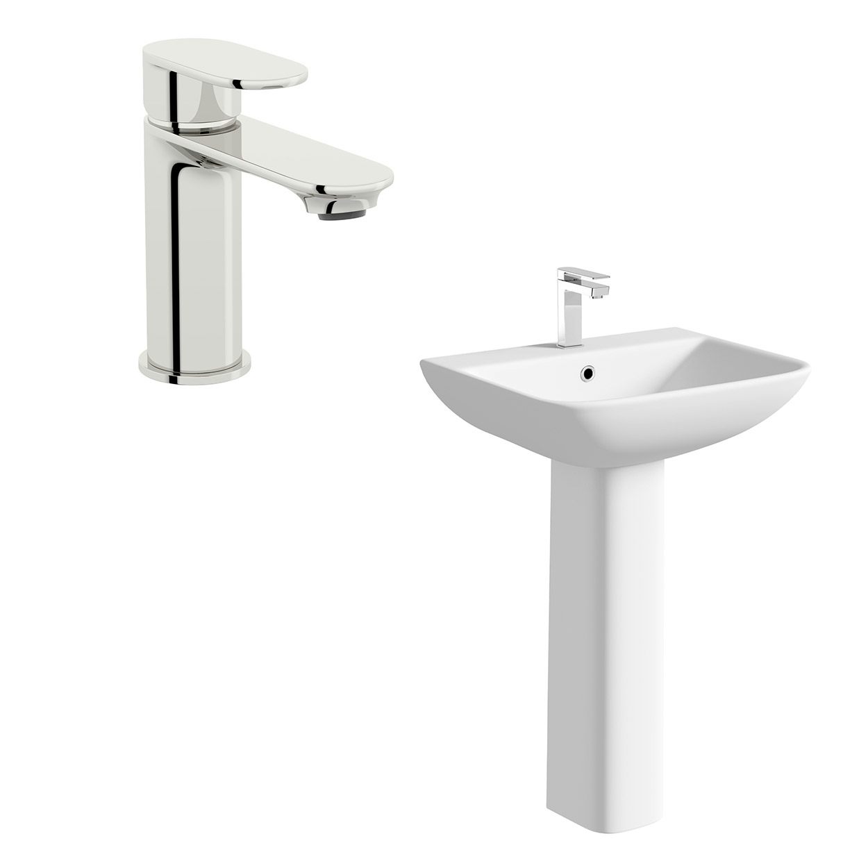 Orchard Derwent square 1 tap hole full pedestal basin 550mm with basin mixer tap