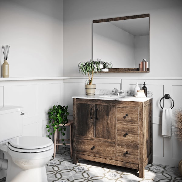 The Bath Co. Dalston floorstanding vanity unit and white marble basin 900mm