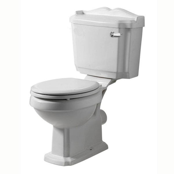 The Bath Co. Winchester cloakroom suite with white seat and full pedestal basin 600mm with tap and waste