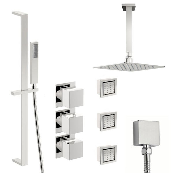 Mode Cooper thermostatic shower valve with complete ceiling shower set