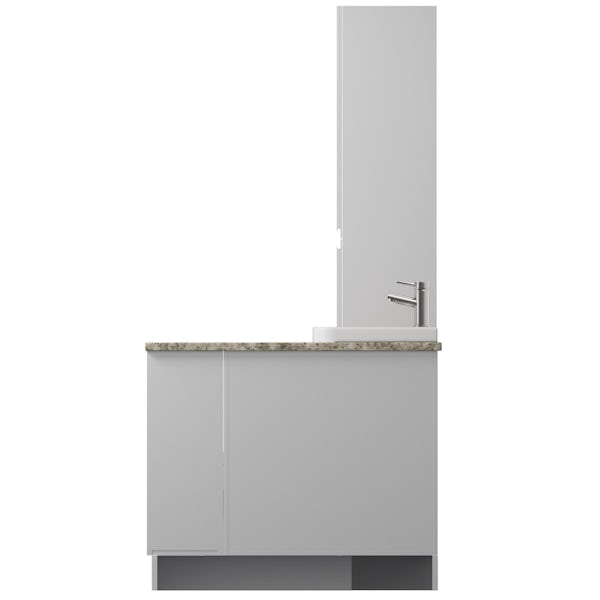 Reeves Wharfe white corner medium drawer fitted furniture pack with beige worktop
