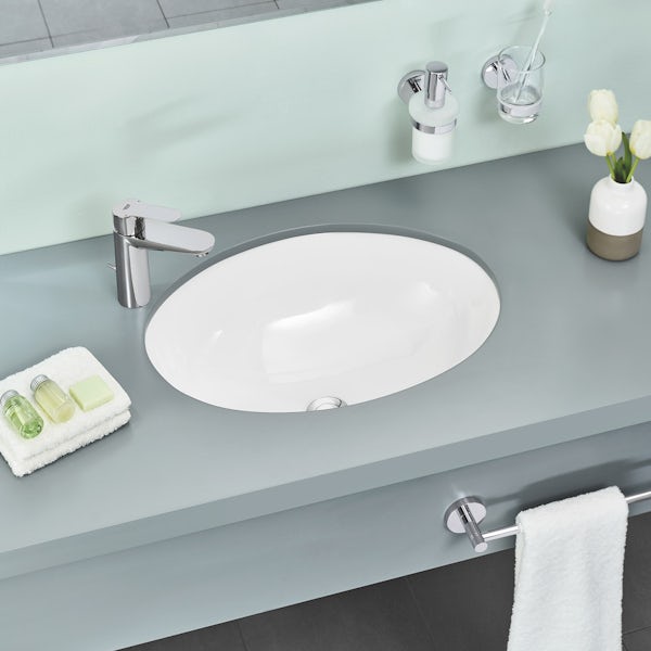 Grohe BauEdge medium basin mixer tap with pop up waste