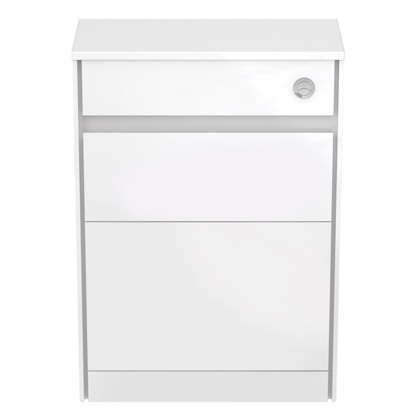 Ideal Standard Concept Air white gloss and matt white back to wall unit, concealed cistern and push button