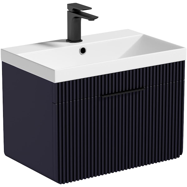 Mode Oxman indigo wall hung vanity unit and ceramic basin 600mm with tap