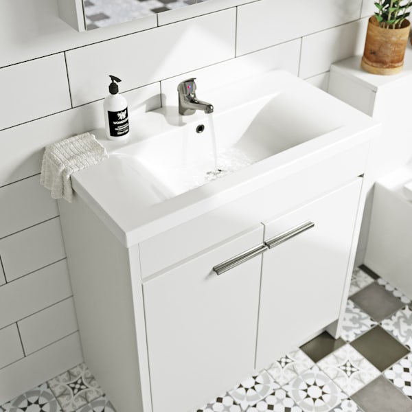 Clarity white floorstanding vanity unit and ceramic basin 760mm with tap