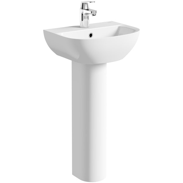 Grohe Bau rimless cloakroom suite with full pedestal basin 450mm
