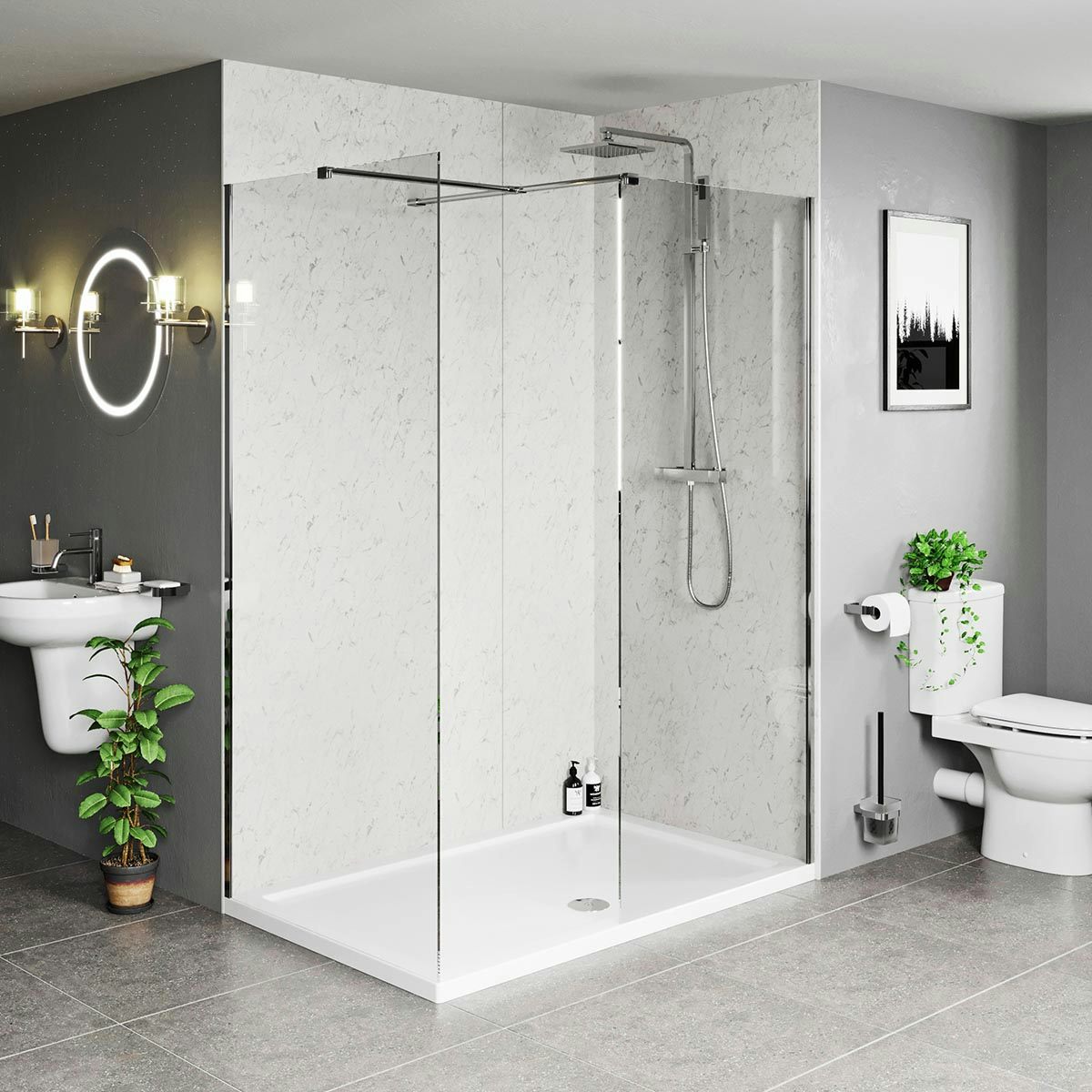Mode Burton 8mm walk in shower enclosure pack with stone tray 1200 x 800